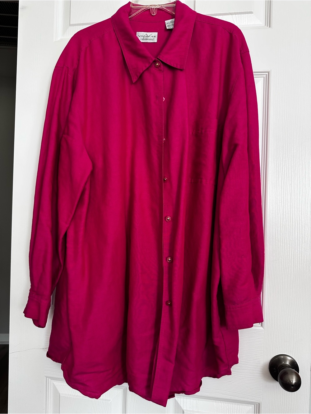 Villager By Liz Claiborne Women’s Long-Sleeve Button-Down Shirt - Fuchsia